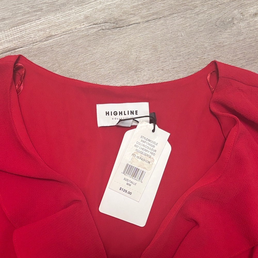 Elegant Red Long Sleeve Dress - Picture 4 of 5